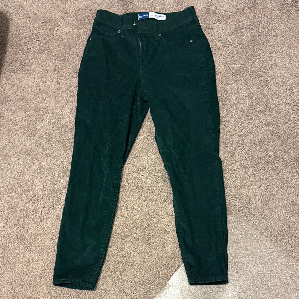 Old Navy Forest Green Corduroy Pants | High Rise OG Straight | Size 0 Petite